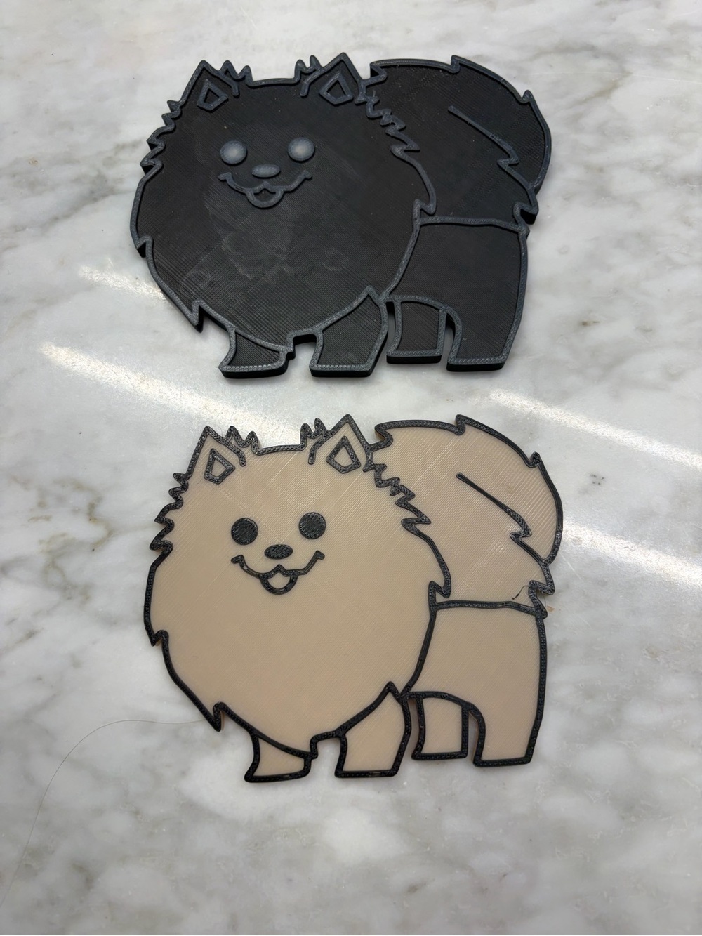 Black and Cream Pomeranian Coaster Set